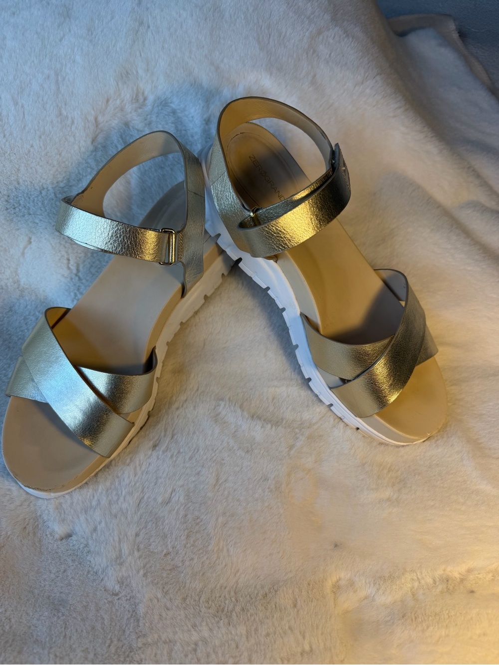 Cole Haan Metallic Gold Platform Ankle-Strap Sandals Size 11